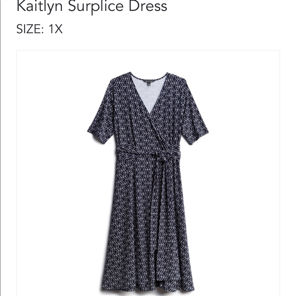 1X Navy faux wrap dress